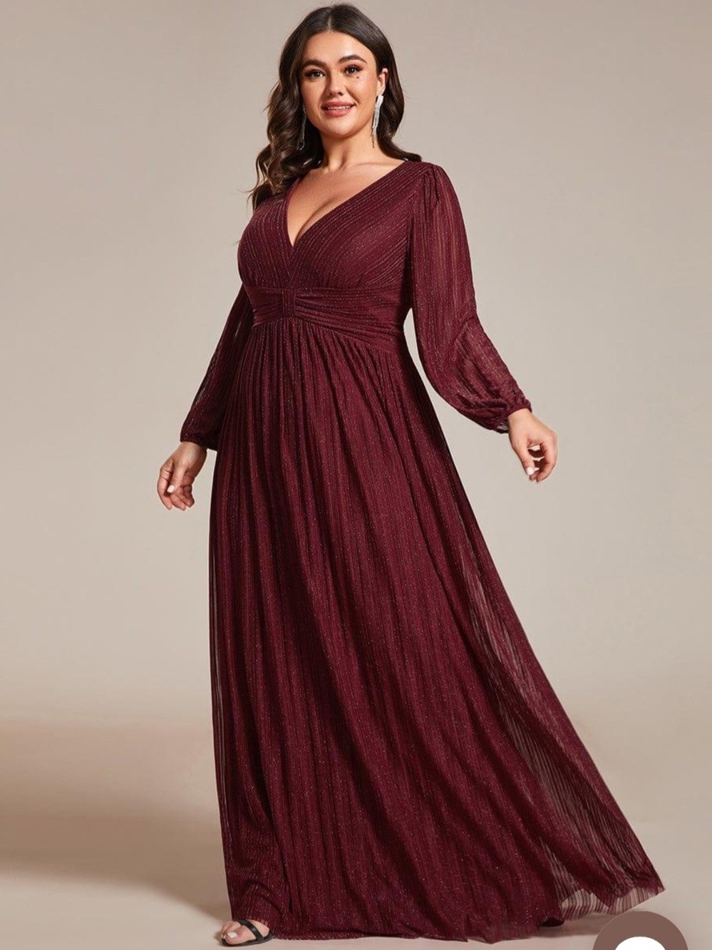 Burgundy Shimmer Long Sleeve Formal Maxi Dress NWT Wine Fall 16 Wedding Guest